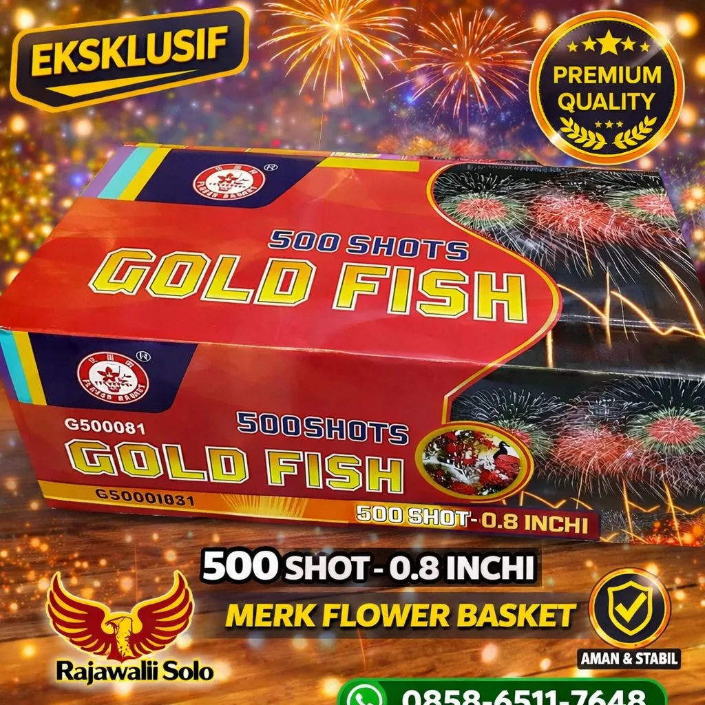 Kembang Api Cakes - Gold Fish 500 Shot 0,8
