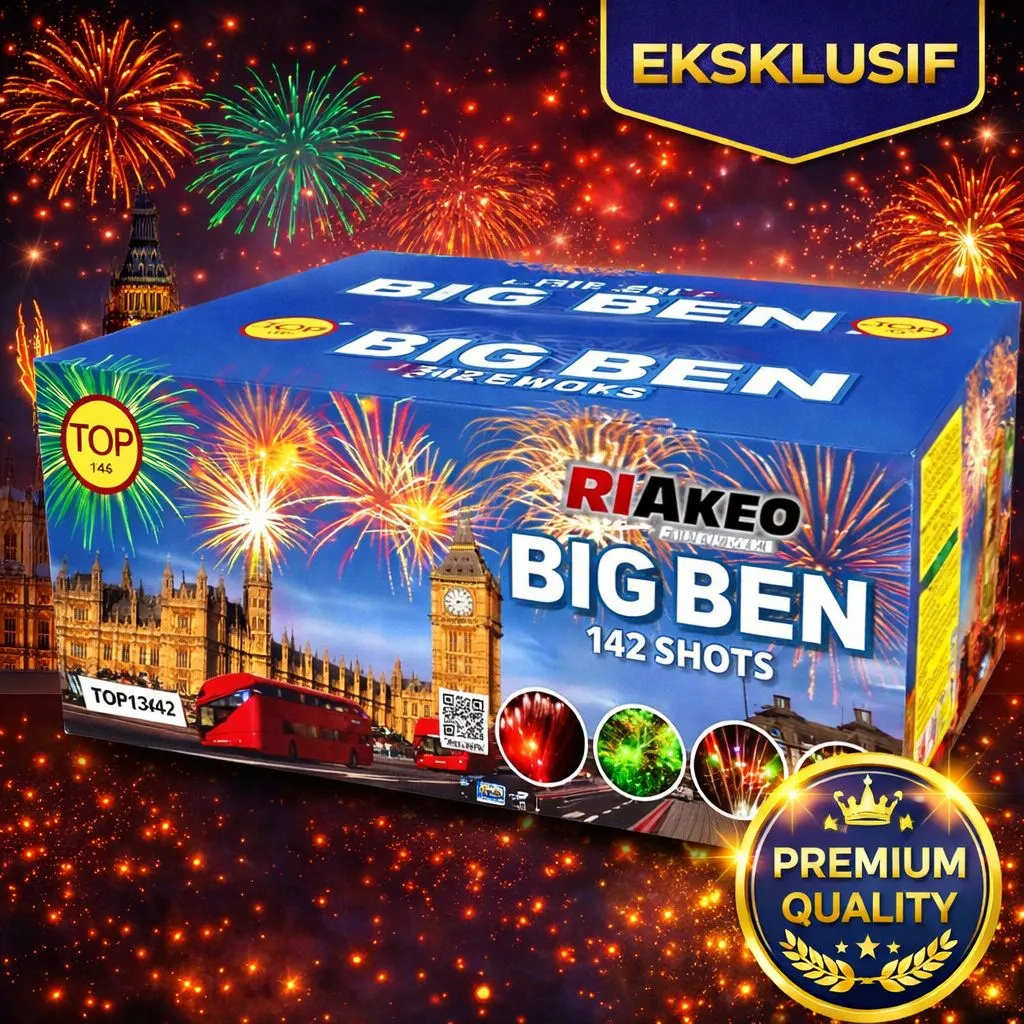Kembang Api Cake Riakeo Series Bigben 142 Shots 1.2 Inch Cake Fireworks
