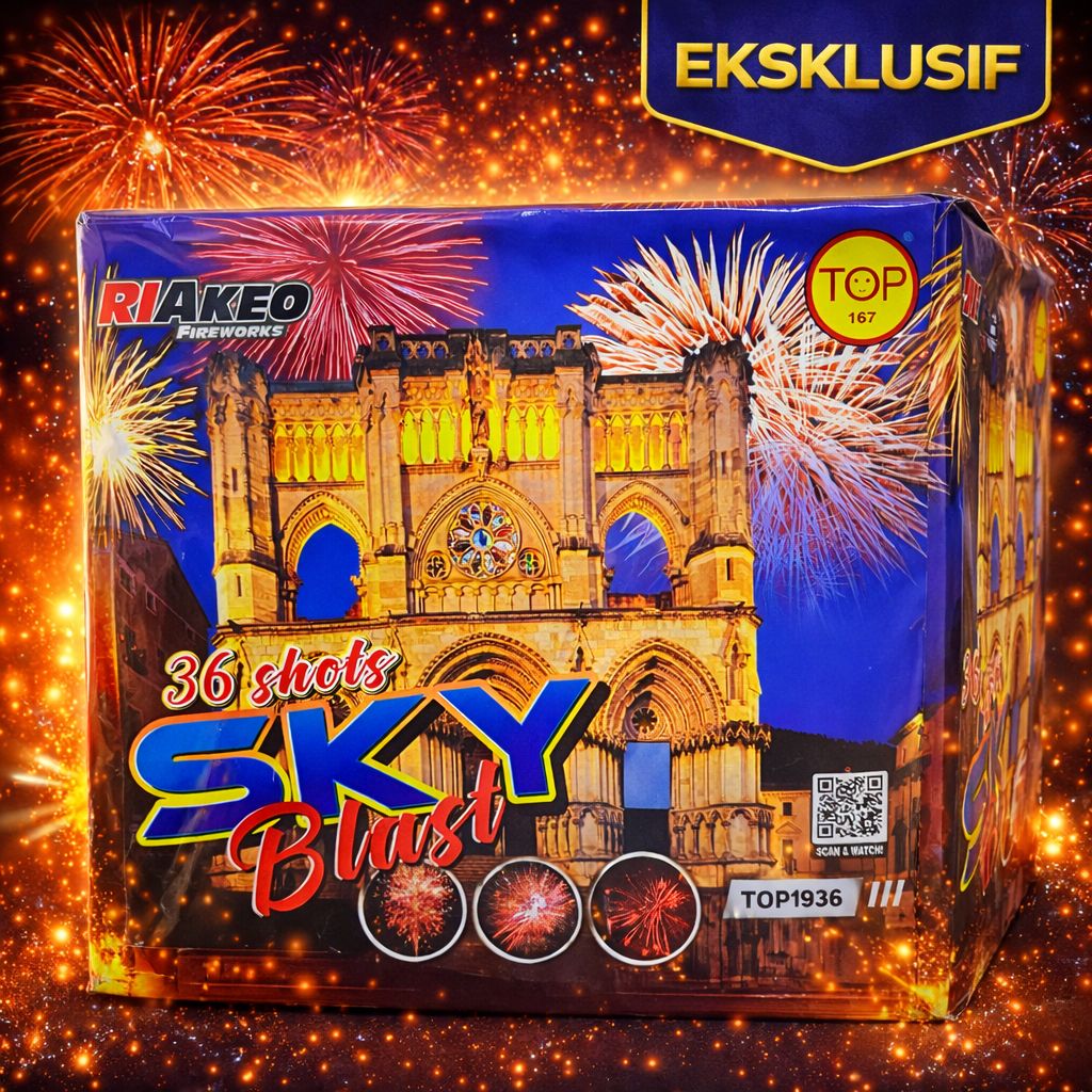 Kembang Api Cake RIAKEO SERIIES Sky Blast 36 Shots 1.9 Inch - SUPER BIG INCH CAKE FIREWORKS