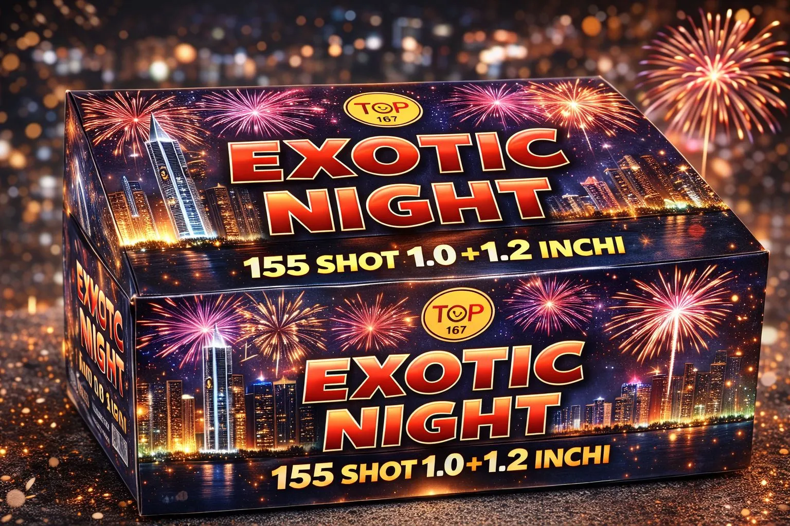 Kembang Api Cake Top5155 Exotic Night 155 Shots 1.0 + 1.2 Inch