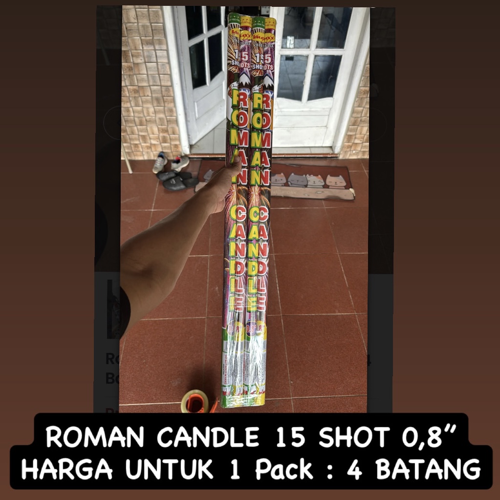 ROMAN CANDLE 15 SHOT 0,8 (1 PAK 4 BATANG)