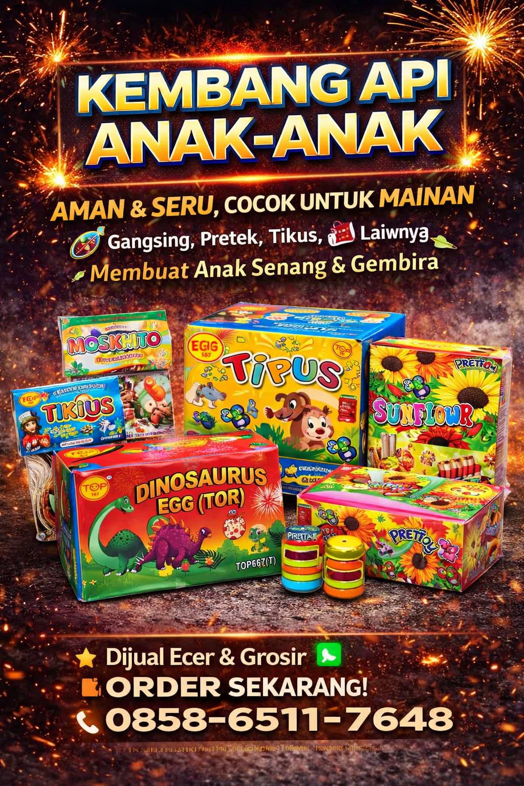 Kembang Api Anak (Gangsing, Tikus, Pretek dll)