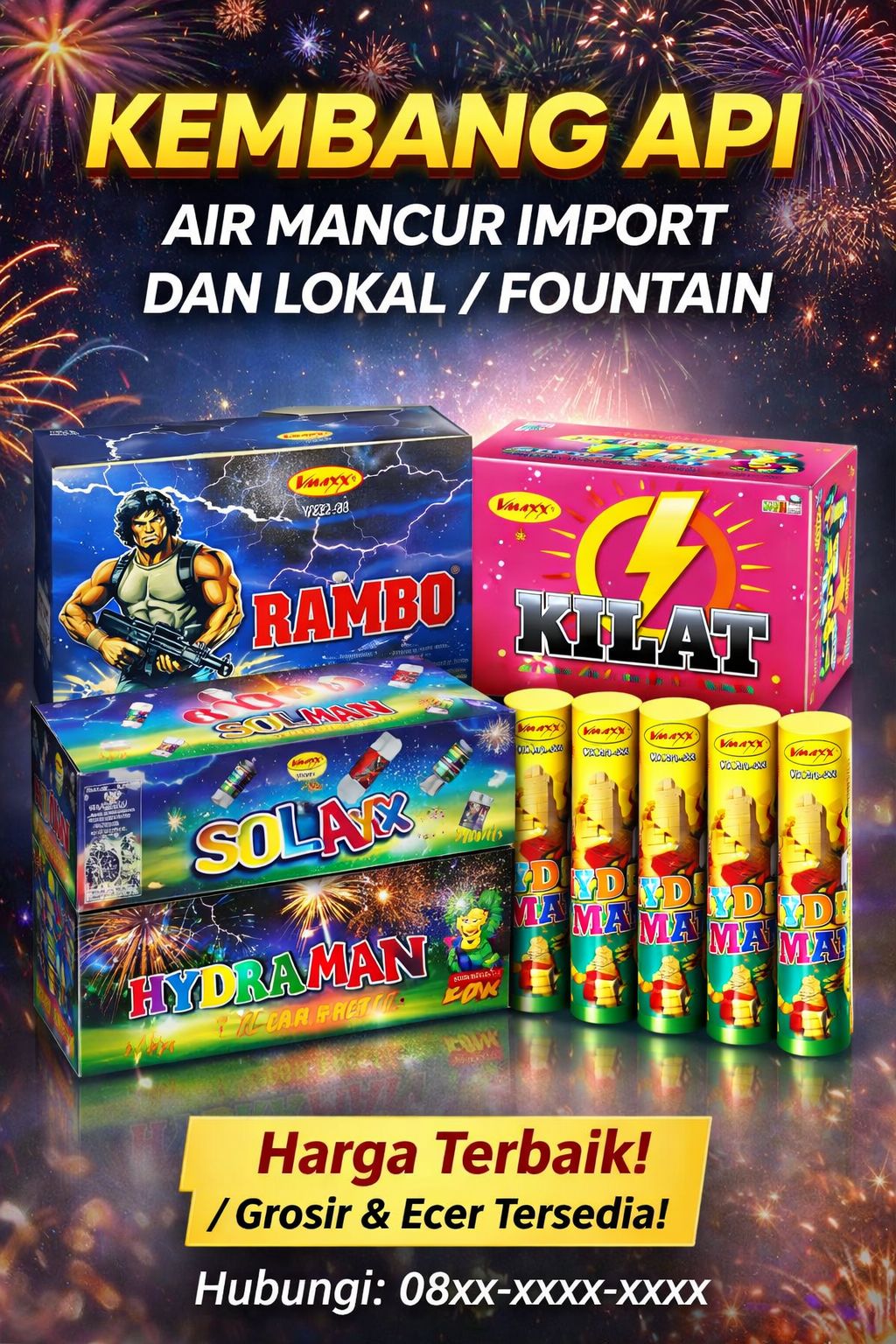 Kembang Api Import dan Lokal / Air Mancur / Fountain